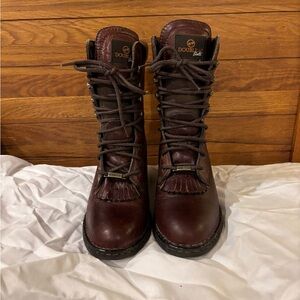 Double H Dark Brown Lace-Up Boots